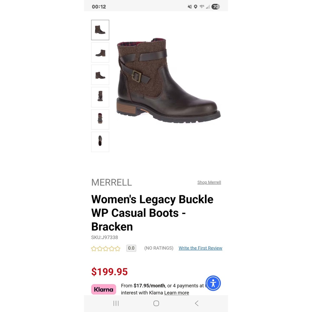 NWB Merrell Legacy Buckle WP Ankle Boots Womens 9.5M Brown Wool Blend Leather - Picture 8 of 8